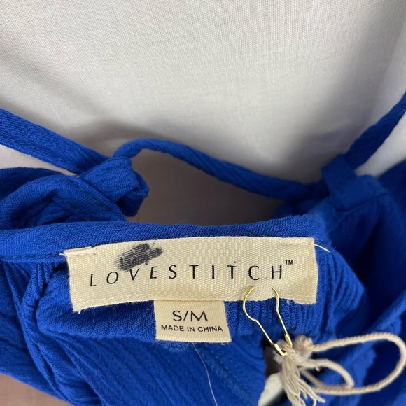 NWT Lovestitch Crinkle Blue Gauze Katja Casual Mini Dress - Picture 4 of 5